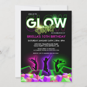 Flickor Glow Trampolinpark Festinbjudan Inbjudningar