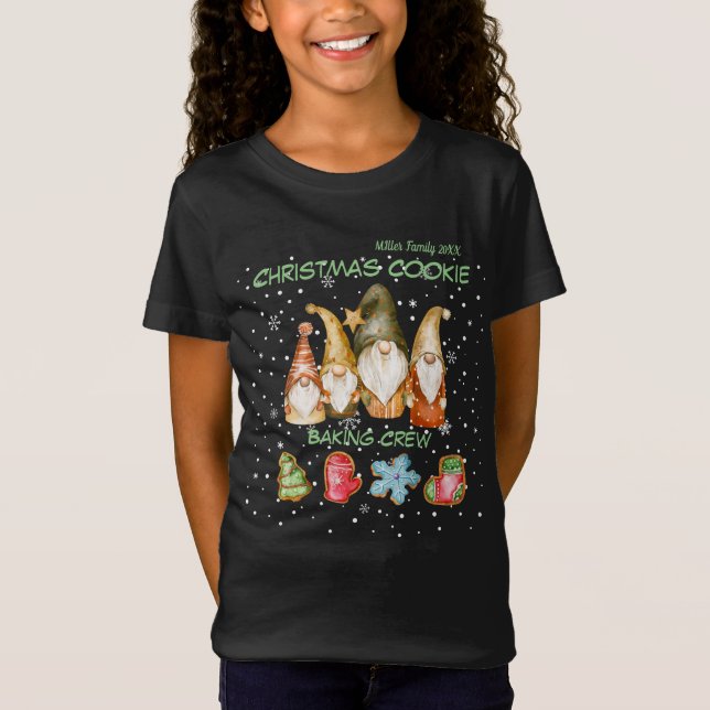 Flickor Gnome-familjen Cookie Baking Crew T Shirt (Framsida)