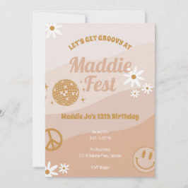 Flickor Groovy Festival Vibes Birthday-inbjudan Inbjudningar