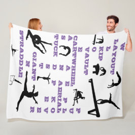 Flickor Gymnastics Crossword White, Lila & Black Fleecefilt