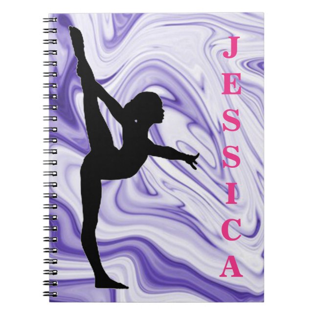 Flickor Gymnastics Lila Swirls Photo Notebook Anteckningsbok (Framsidan)