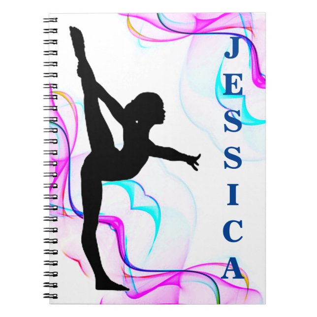 Flickor Gymnastics Spiral Swirls Photo Notebook Anteckningsbok (Framsidan)