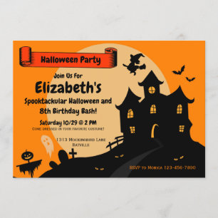 Flickor Halloween-Födelsedagsfest Inbjudningar