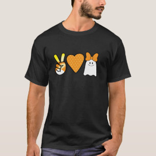 Flickor Halloween Shirt Peace Kärlek Spöken med hå T