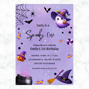 Flickor Halloween-taloky Ghost Birthday varje år Inbjudningar