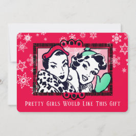 Flickor, handgjorda, stickade, julkort