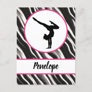 Flickor Handstående Zebraprint Falsk Päls Vykort