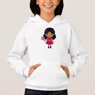 Flickor-hanes ComfortBlend® Hoodie/Girl med blommo T Shirt