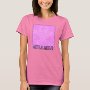 Flickor härskar skallen & korsar ben t-shirt