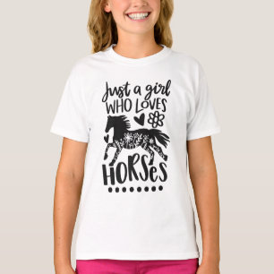 Flickor Häst Hoodie, Bara en tjej som älskar häst, T Shirt