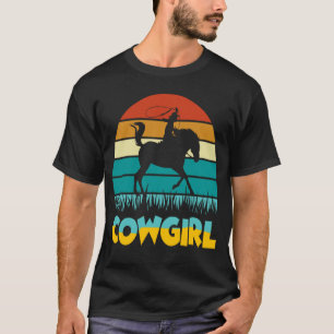 Flickor Häst Ridning Skjorta Vintage Cowgirl Texas T Shirt