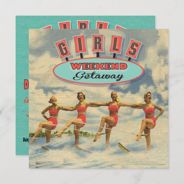 Flickor Helg Getaway Baby Shower-inbjudningar Inbjudningar (Fram/baksida)