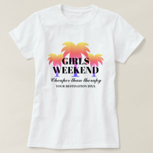 Flickor helg resa, den tropiska handflatan-träd, f t shirt