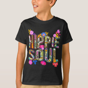 Flickor Hippie 60-tal 70-tal Färgblommor Peace T Shirt