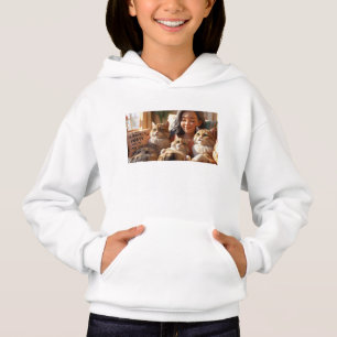 Flickor Hoodie - "Jag är helt Lycklig med mina kat T Shirt
