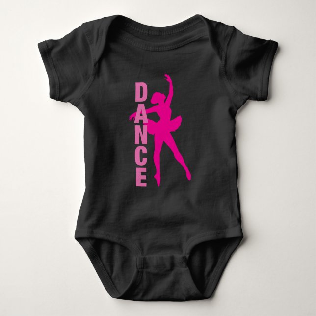 Flickor Hot Pink Ballerina Dans T Shirt (Framsida)
