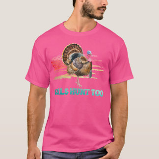 Flickor Hunt för Roligt Turkiet Jakt T Shirt