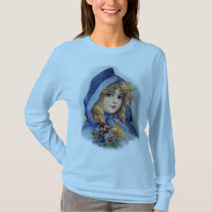 Flickor i blå Huva T-shirt