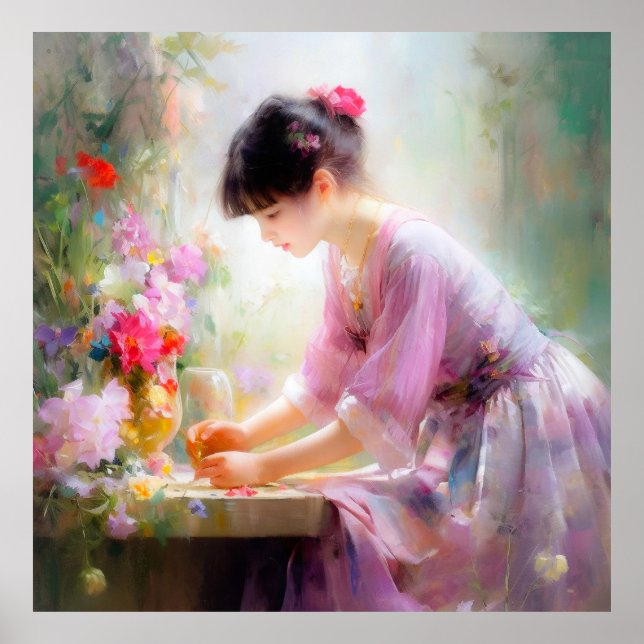 Flickor i Blomsterträdgården Poster (Framsidan)