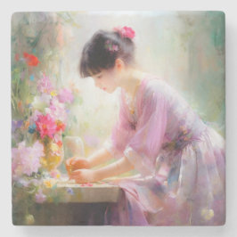 Flickor i Blomsterträdgården Stenunderlägg