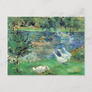 Flickor i en båt med gäss av Berthe Morisot Vykort
