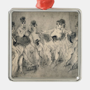 Flickor i en Bordello Julgransprydnad Metall