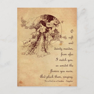 Flickor i en Garden Vykort