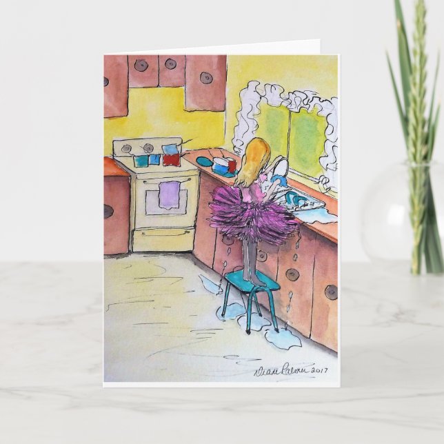 Flickor i en Rosa Tutu, folkkonsmålning Skriv ut Kort (Framsida)