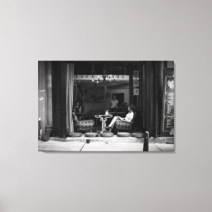 Flickor i ett Cafe och Coffee TIme - Street Photo Canvastryck
