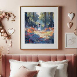 Flickor i Forest Anime Impressionism Fototryck