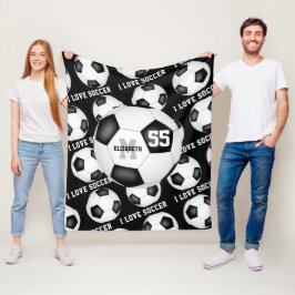 Flickor i fotboll, svart och vitt i kärlek fleecefilt