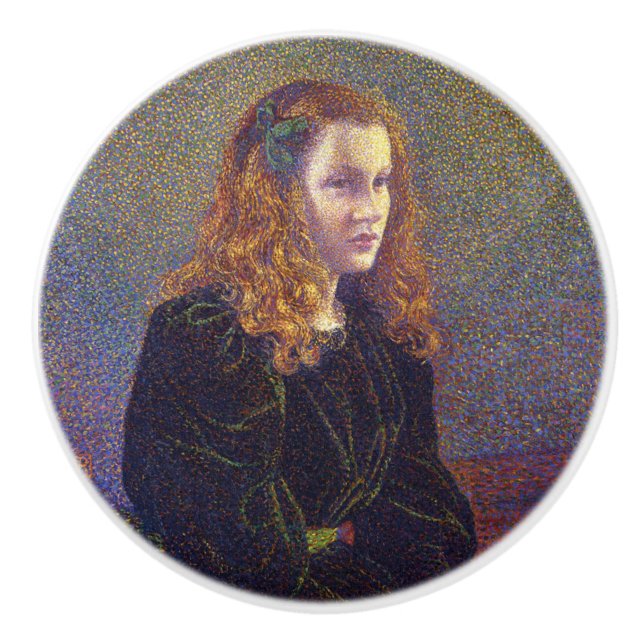 Flickor i Grönt (av Theo van Rysselberghe) Knopp (Framsidan)