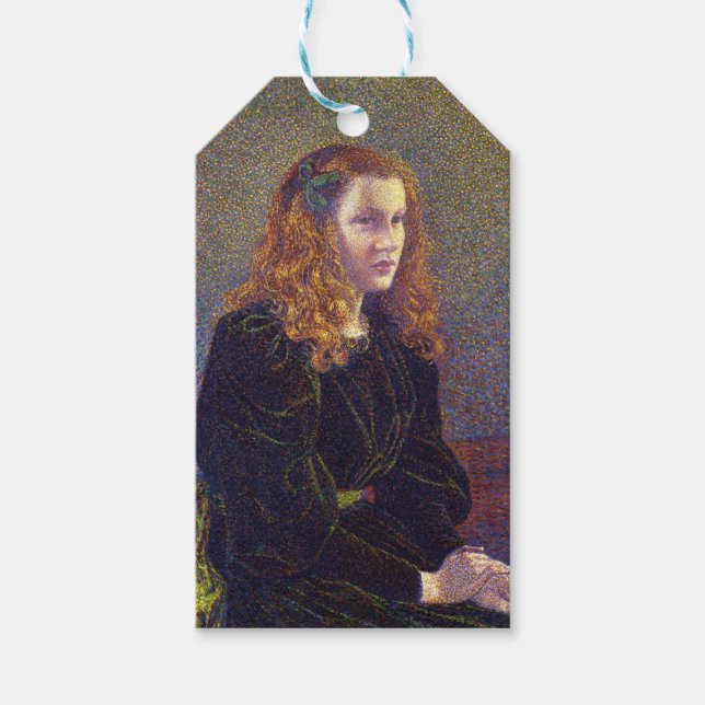 Flickor i Grönt (av Theo van Rysselberghe) Presentetikett (Framsidan)