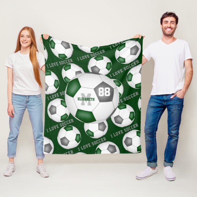 Flickor i kärlek-fotboll, mantra-grönt grått fleecefilt (På plats)