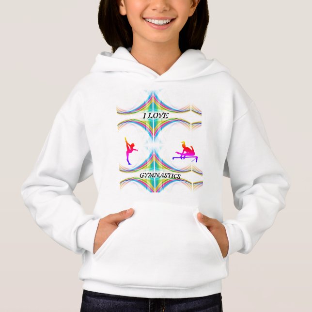 Flickor "I Kärlek Gymnastics" Abstrakt Hoodie T Shirt (Framsida)