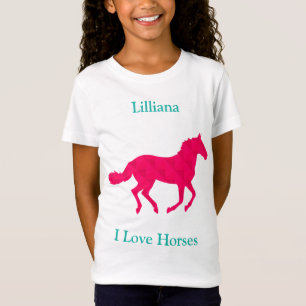 Flickor ’I Kärlek Horses’ Rosa Horse T-Shirt
