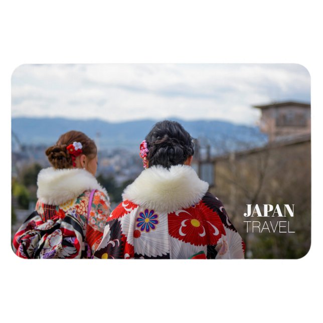 Flickor i Kimono, Kyoto, Japan Travel Souvenir Magnet (Horisontell)