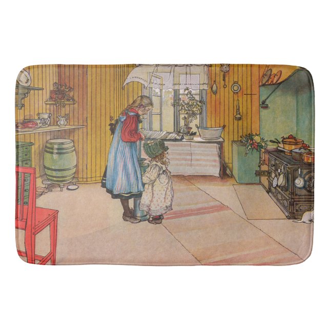 Flickor i köket (klassisk svensk konst) badrumsmatta (Framsidan)