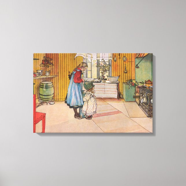 Flickor i köket (klassisk svensk konst) canvastryck (Framsida)