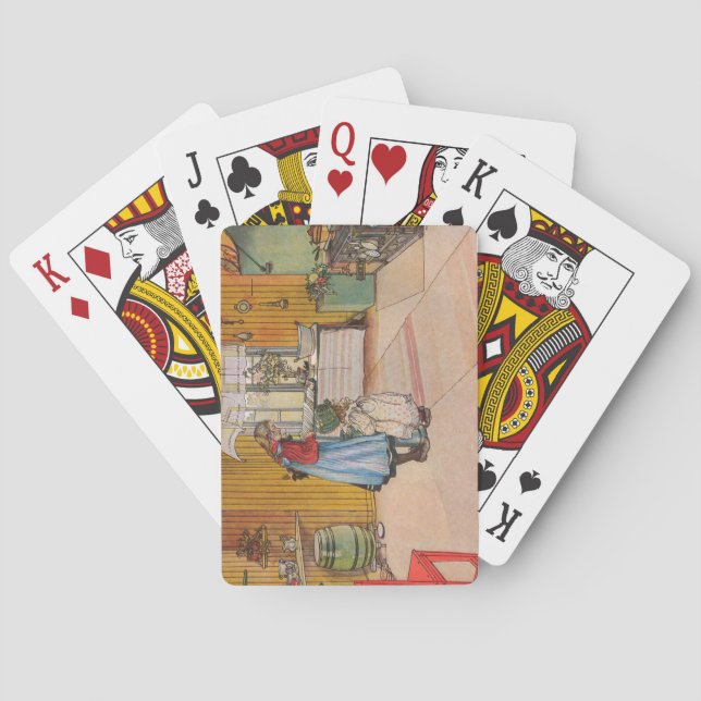 Flickor i köket (klassisk svensk konst) casinokort (Baksidan)