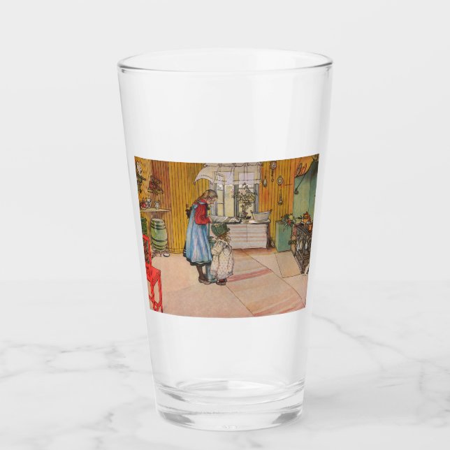 Flickor i köket (klassisk svensk konst) glaskopp (Framsida)