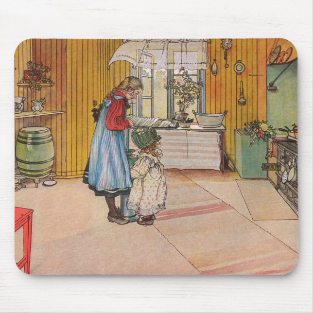 Flickor i köket (klassisk svensk konst) musmatta (Framsidan)