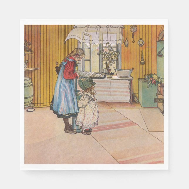 Flickor i köket (klassisk svensk konst) pappersservett (Framsidan)