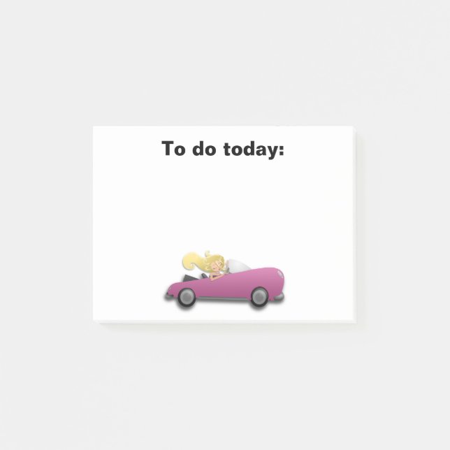 Flickor i Magenta/Rosa-bil Bokför anteckning Post-it Block (Framsida)