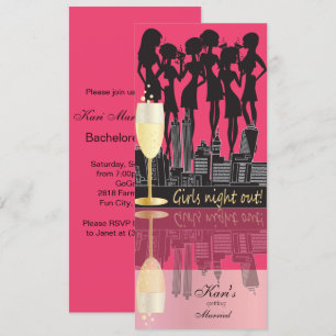 Flickor i natten, Bachelorette Party - Shock rosa Inbjudningar