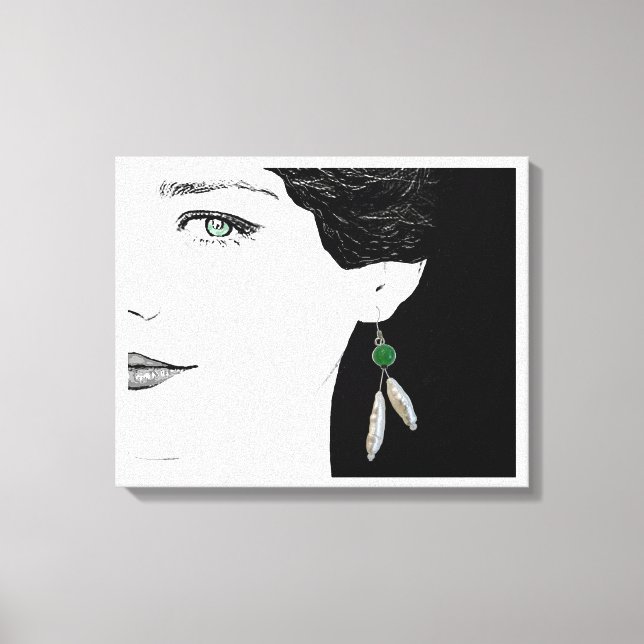 Flickor i pärlpärlor på mode illustration konst canvastryck (Framsida)