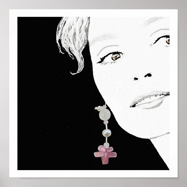 Flickor i pärlpärlor på mode illustration konst poster (Framsidan)