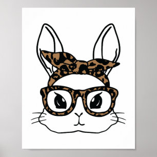 Flickor i Påsk-dagsljus i Bunny Ansikte Leopard-gl Poster
