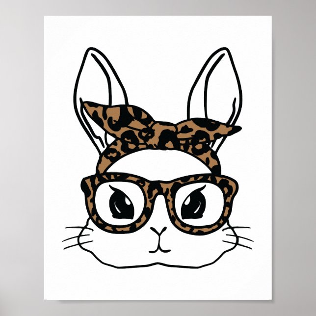 Flickor i Påsk-dagsljus i Bunny Ansikte Leopard-gl Poster (Framsidan)