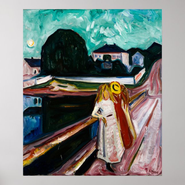 Flickor i Pier av Edvard Munch Poster (Framsidan)